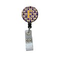 Carolines Treasures Letter F Football Purple and Gold Retractable Badge Reel CJ1064-FBR